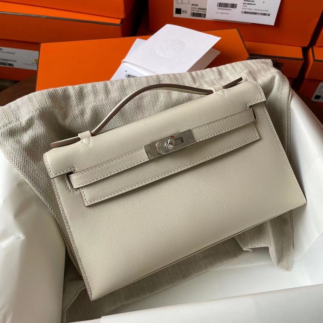 Dubai hm KL pochette Swift皮 10 craie 奶昔白 银扣
