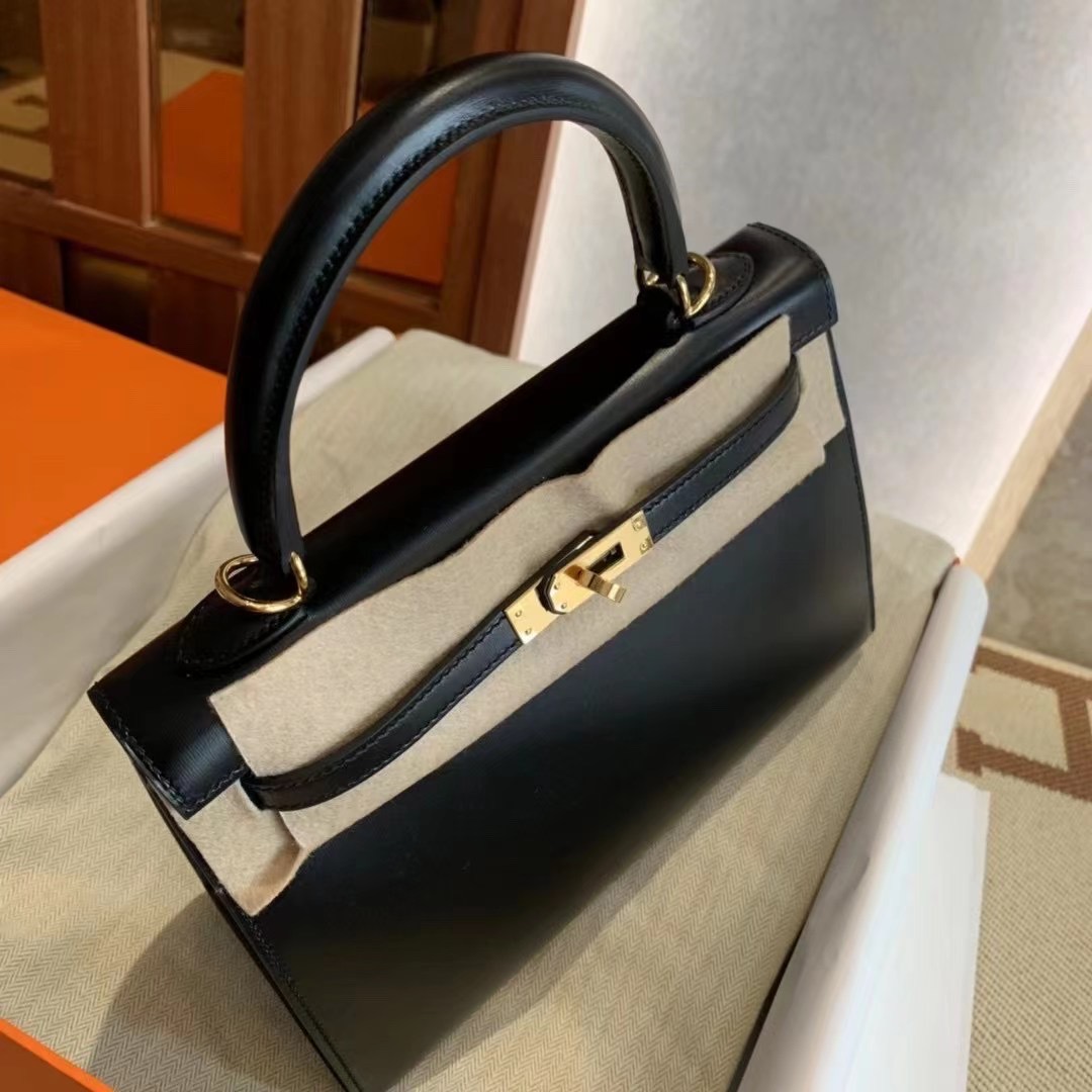 Hong Kong Factory HM KL II Sellier 25cm Box leather 89 Noir