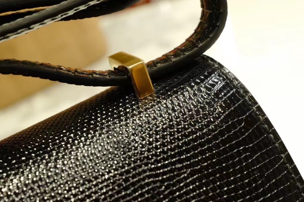 HM Constance 19cm Lizard Leather 89 Noir