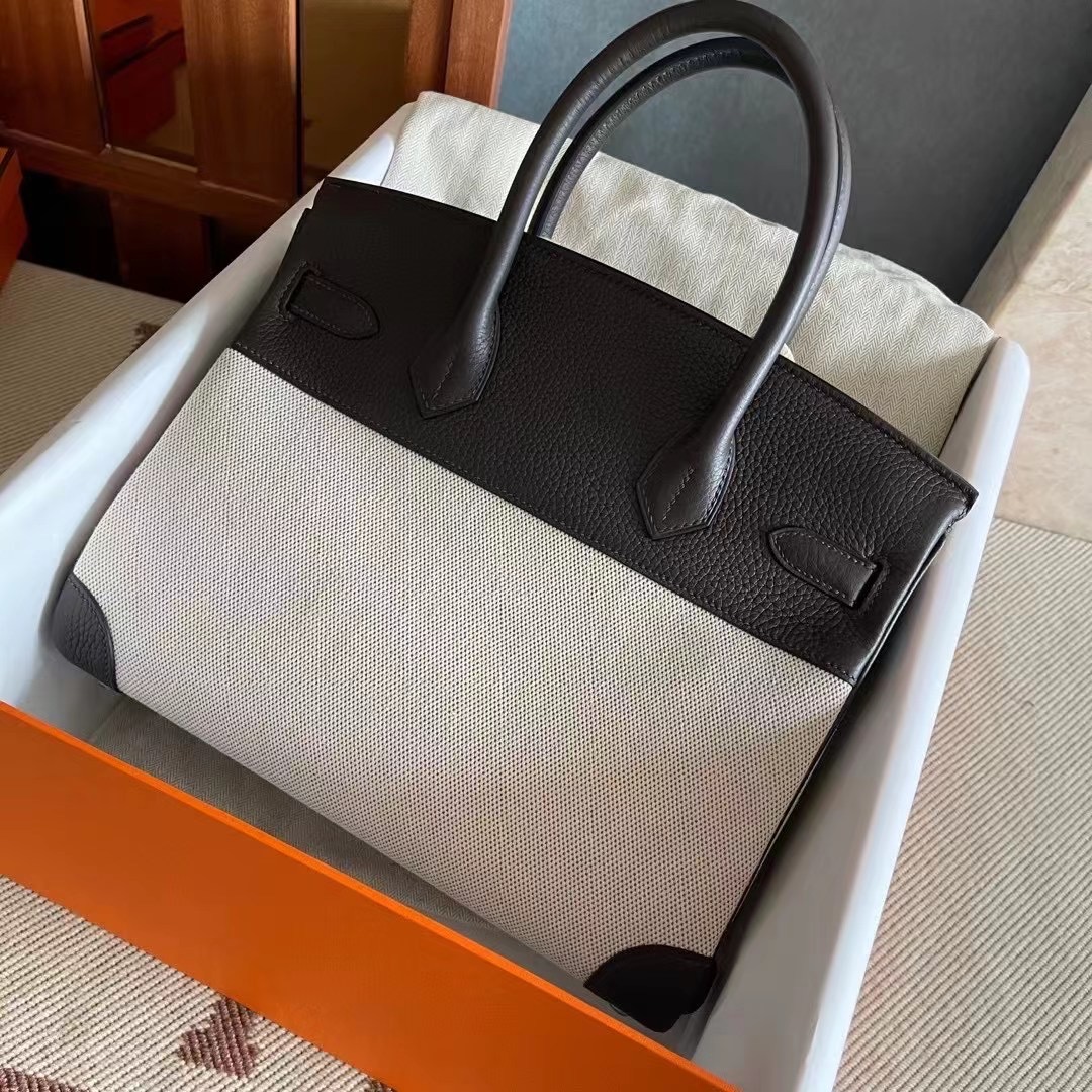bk  30 TC 皮拼帆布  乌木色  银