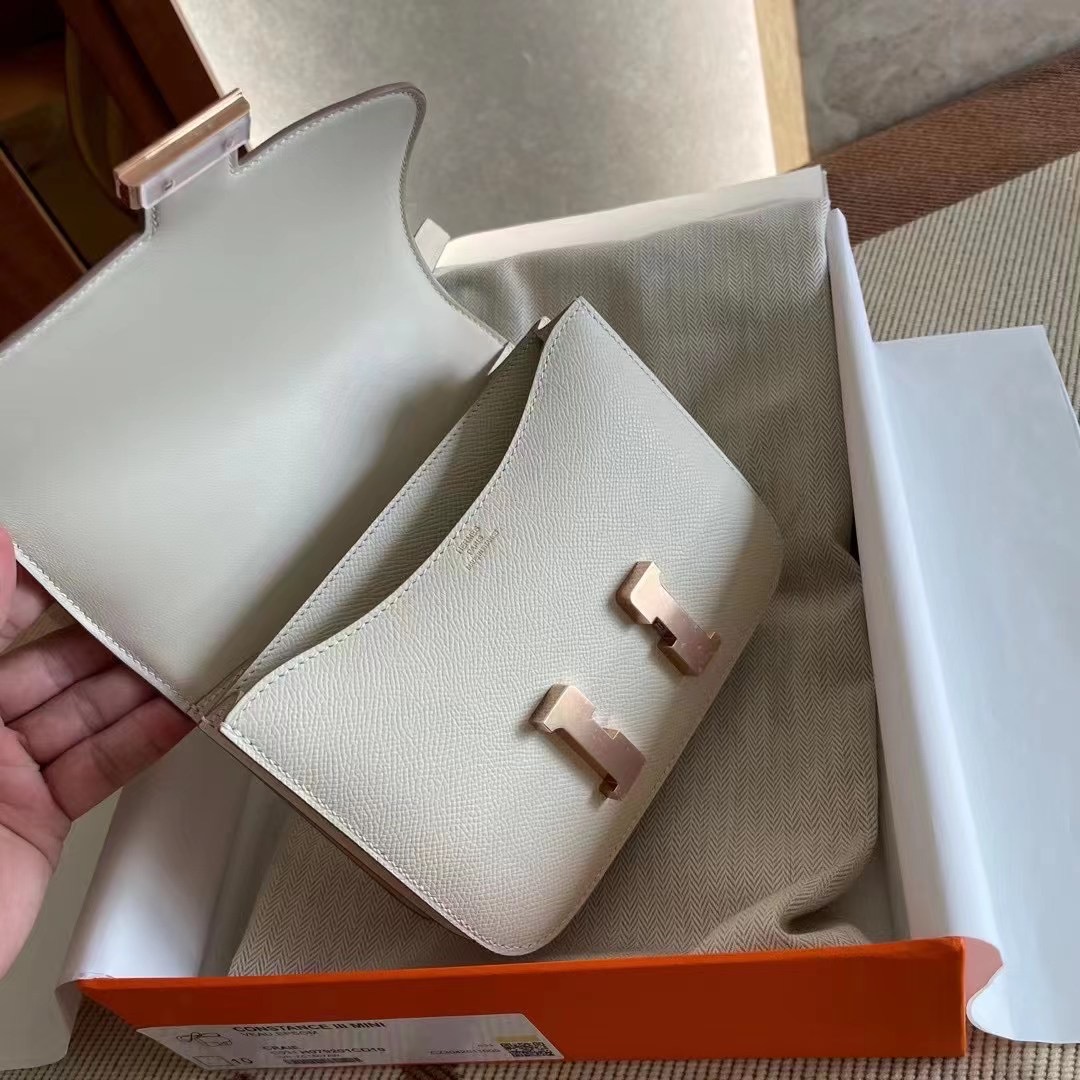 Hong Kong HM constance 19 epsom 奶昔白 Craie Rose Gold  玫瑰金