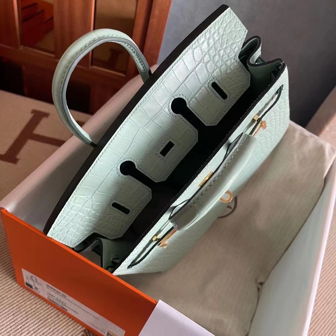 HM BK 25cm crocodile 雾面美洲  6U Vert Deau 薄荷绿