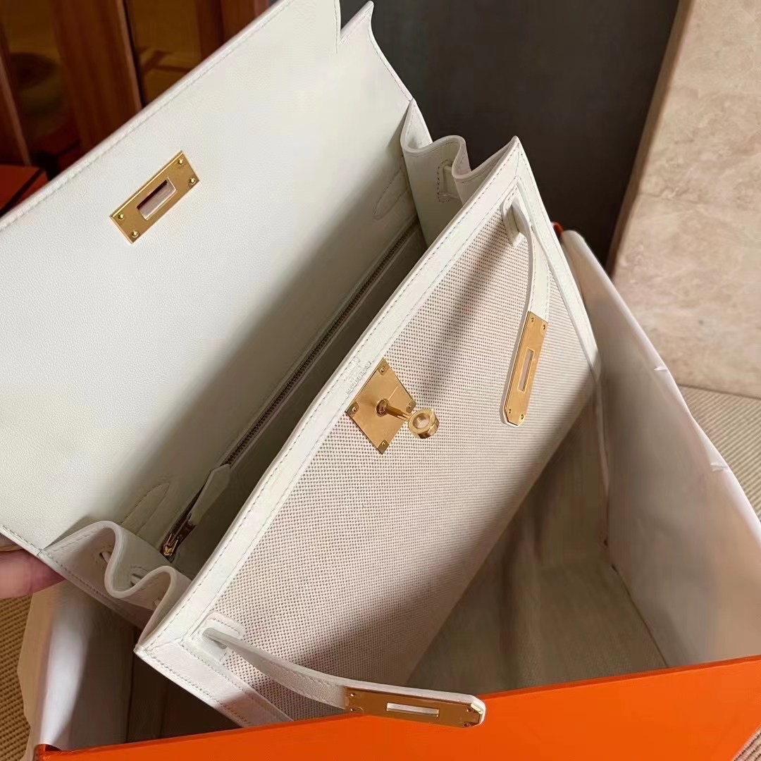 KL 28cm 纯白拼帆布  金扣