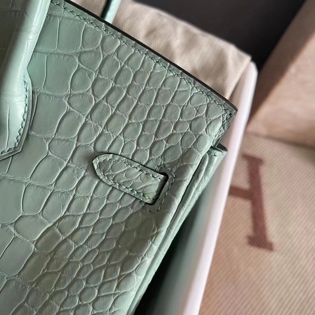 HM BK 25cm crocodile 雾面美洲  6U Vert Deau 薄荷绿