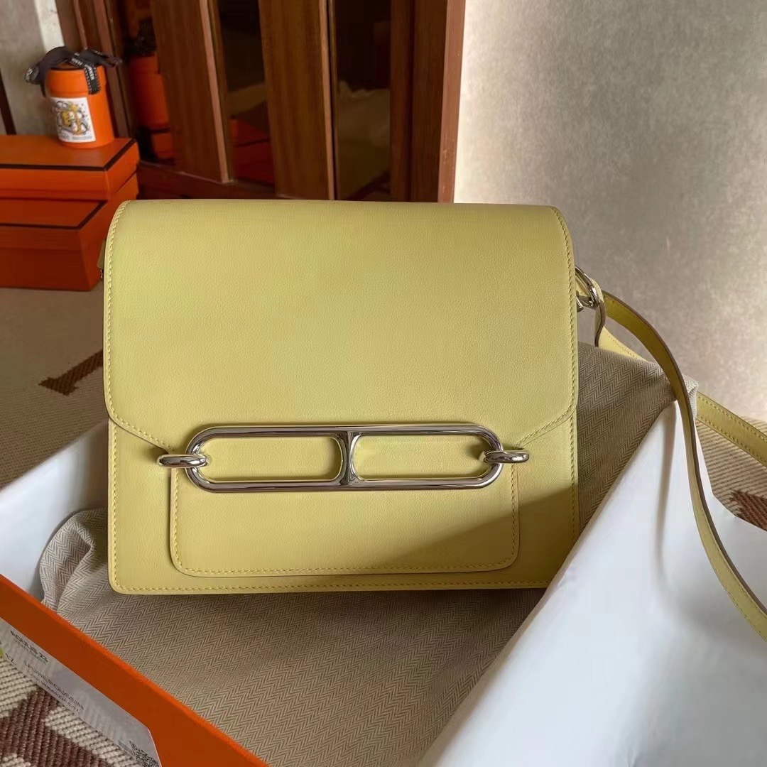RL猪鼻包18cm 1Z jaune poussin 小鸡黄evercolor 银扣，一级手工缝制