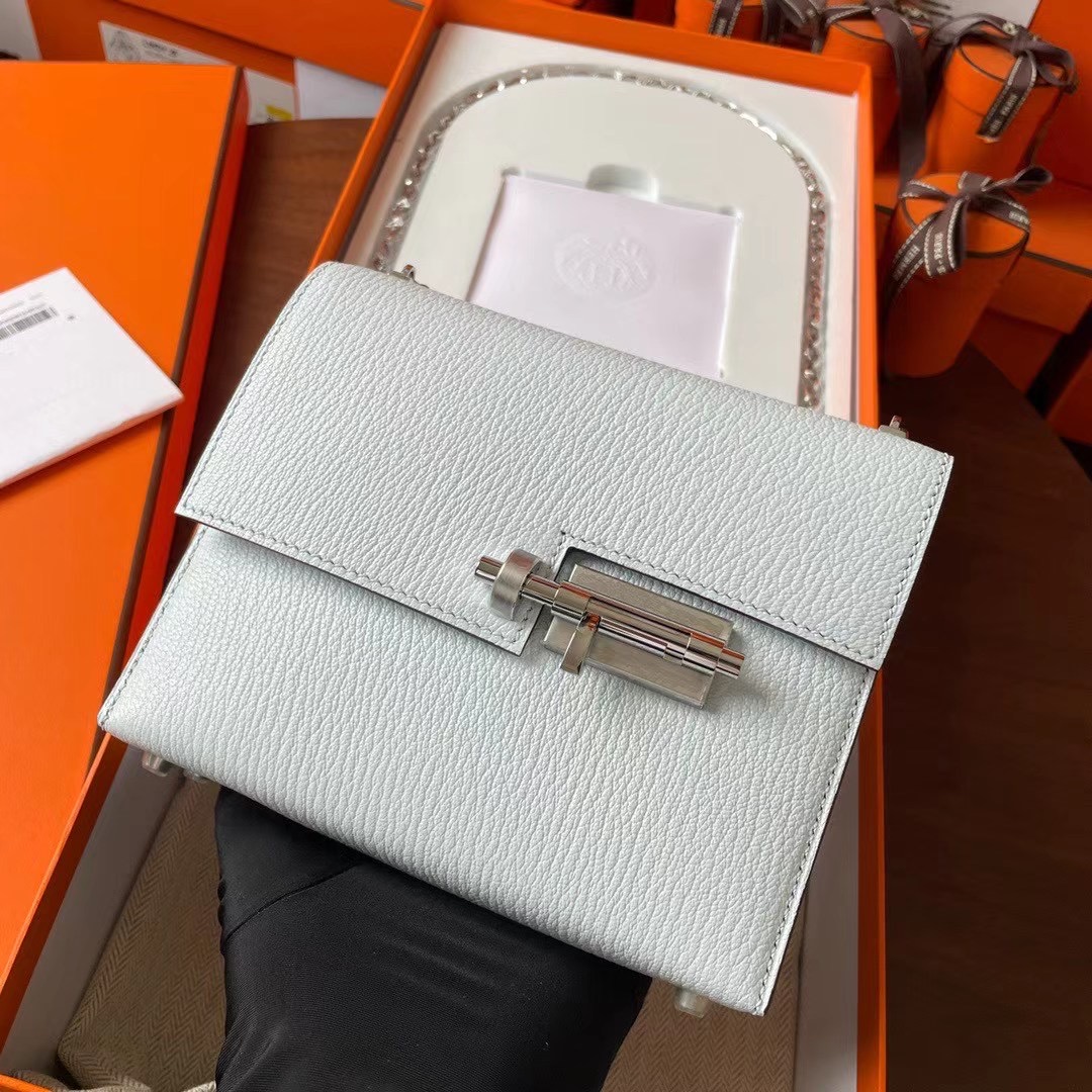 现货VR mini 17cm Chèvre 山羊皮 T0雾霾蓝 银扣