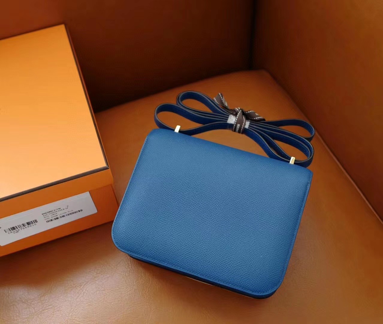VIP一级品总监纯手缝：康康19cm 7W Blue Izmir 伊兹米蓝色epsom皮 金扣