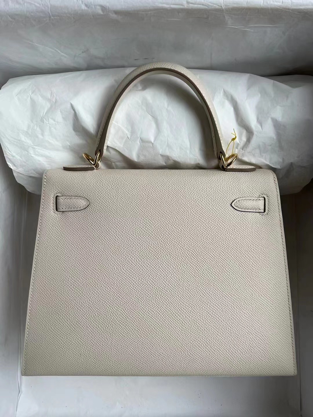 KL 25cm Epsom 10 Craie 奶昔白 金扣 全手工蜜蜡线缝制 客定出