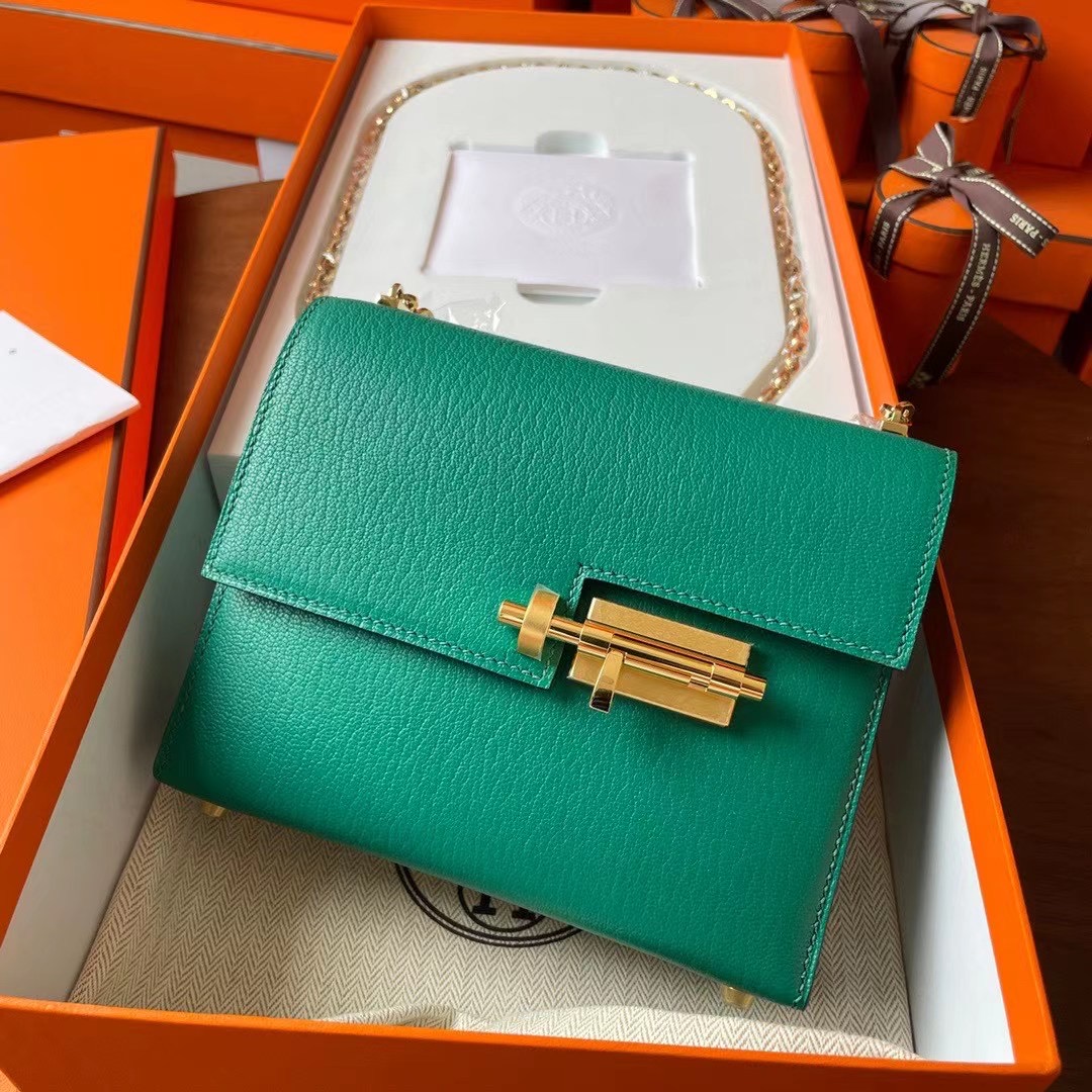 现货VR mini 17cm Chèvre 山羊皮 U4丝绒绿 金扣