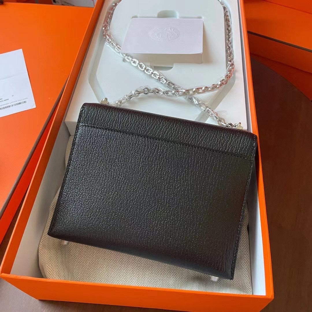 Viet Nam Ha Noi HM 现货VR mini 17cm Chèvre 山羊皮 89黑色 银扣-HaiLaBags Viet Nam Ha Noi HM 现货VR mini 17cm Chèvre 山羊皮 89黑色 银扣