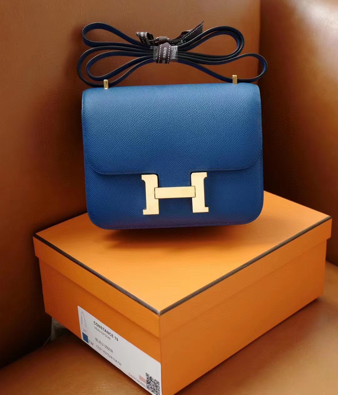 VIP一级品总监纯手缝：康康19cm 7W Blue Izmir 伊兹米蓝色epsom皮 金扣
