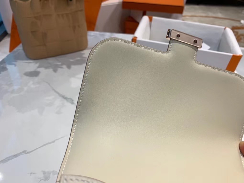 VIP一级品 constance 19cm EPSOM 皮 Craie 10 奶昔白/玫瑰金 手工缝制 臻品鉴赏