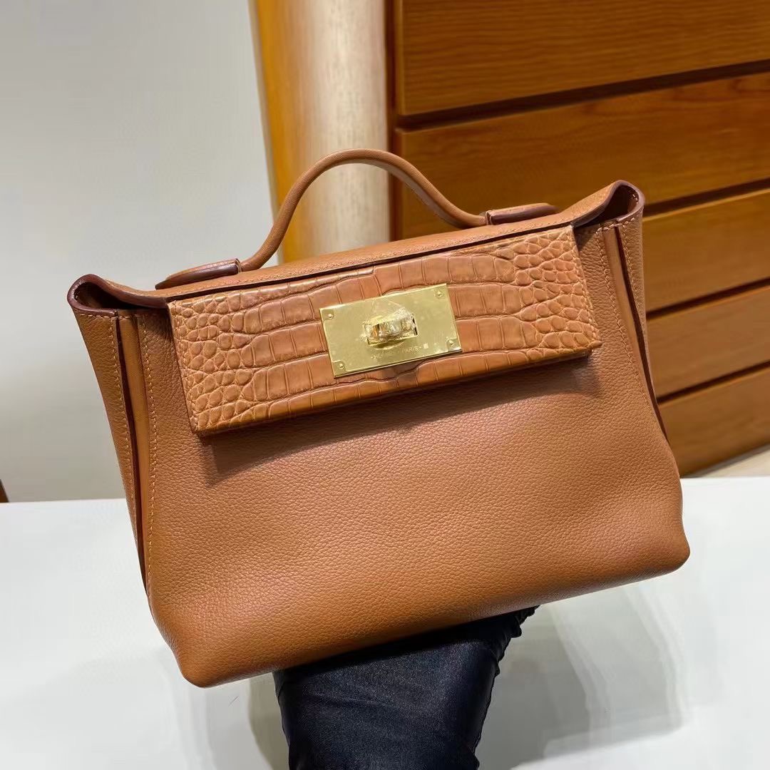 定制！Touch 系列！ Mini 24/24 evecolor   ck37 金棕色 / 雾面鳄鱼🐊 金扣 顶级手缝 😍