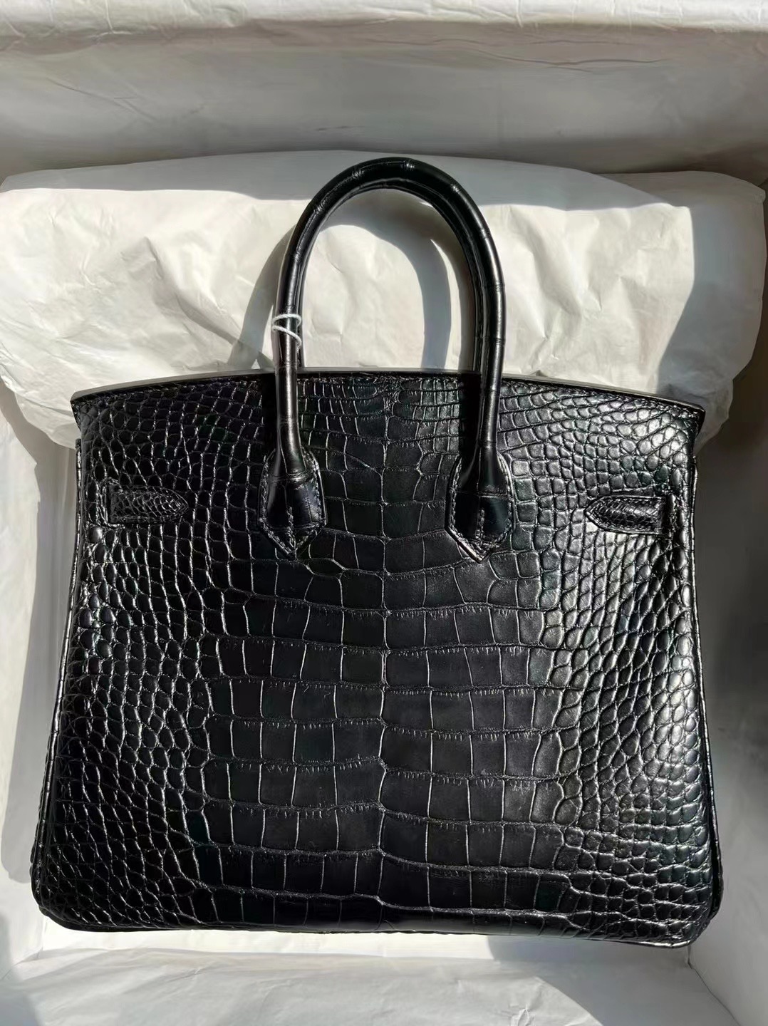 现 BK 25cm 雾面美洲鳄鱼 89 Noir 黑色 银扣 金扣 Matte Alligator Crocodile 全手工蜜蜡线缝制 PHW