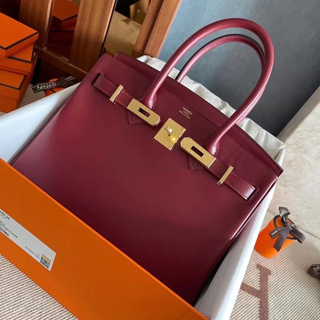 BK 30 Box 55 Rouge H 爱马仕红  金