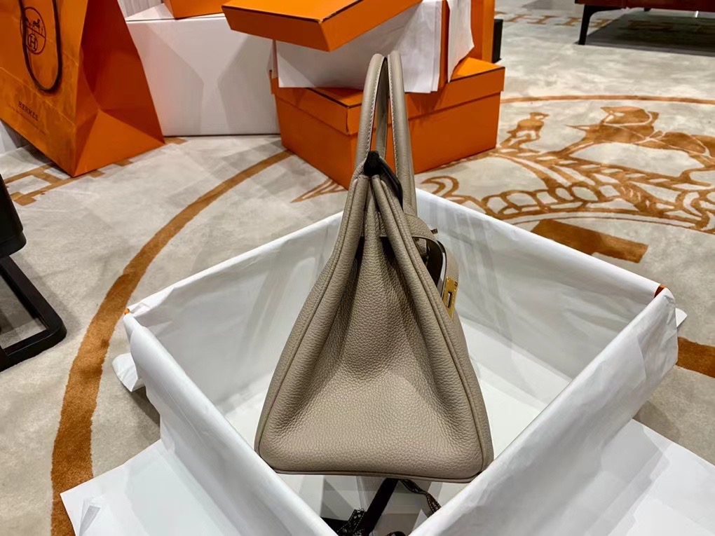 VIP一级品 BK 30cm togo  gris tourterelle 斑鸠灰/金扣 手工缝制