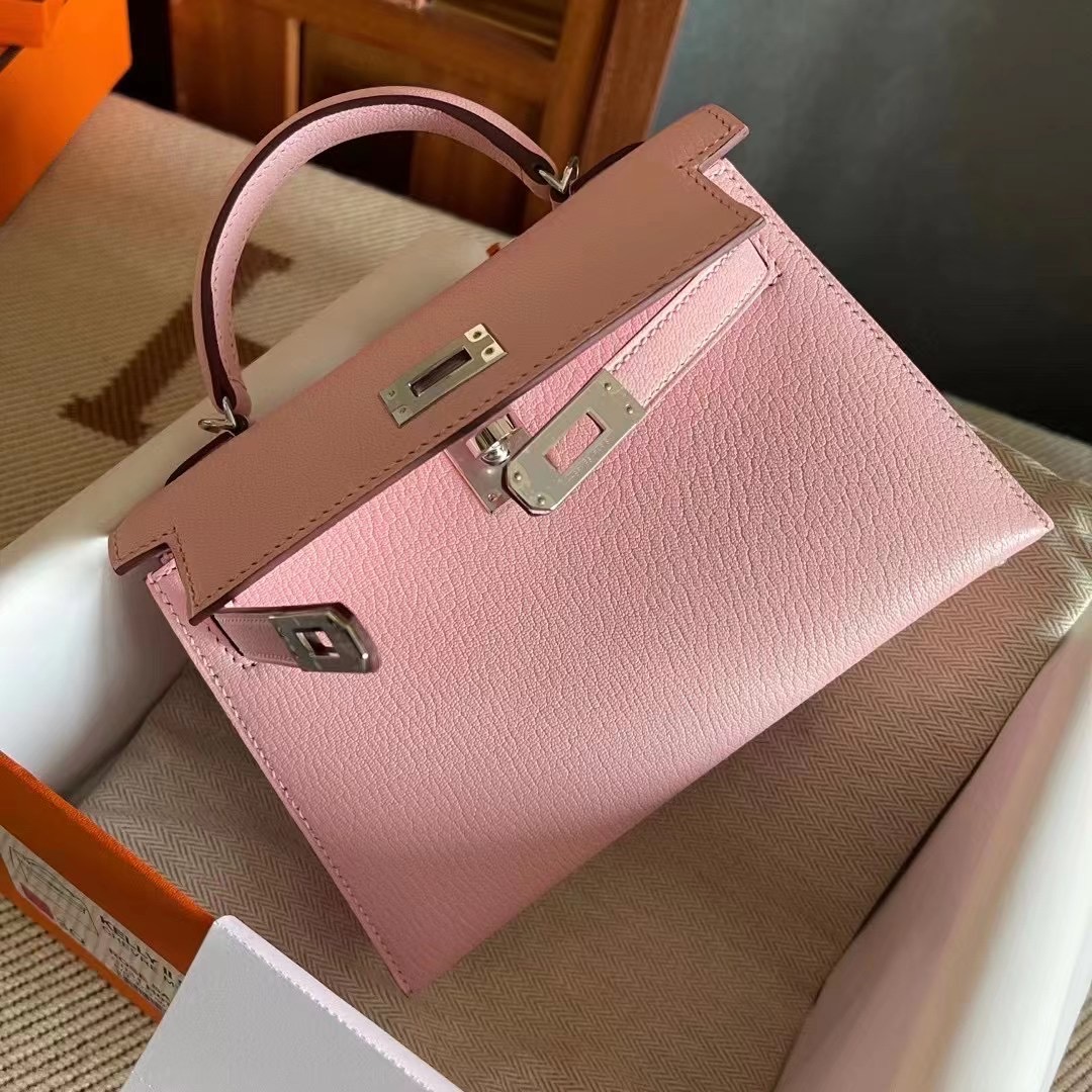 Dubai hm KL Mini 二代 Chèvre 山羊皮 3Q rose sakura 樱花粉 银扣 Phw