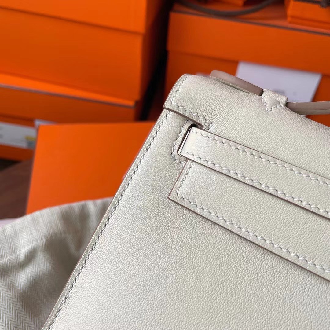 Dubai hm KL pochette Swift皮 10 craie 奶昔白 银扣