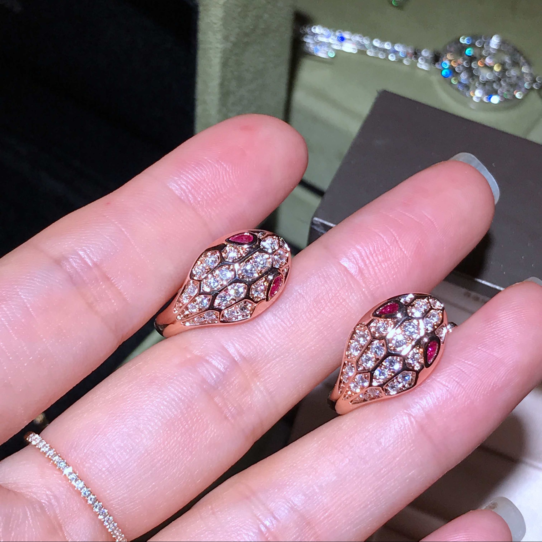 BVLGARI Full diamond snake earrings 18k gold with natural diamonds and gemstones