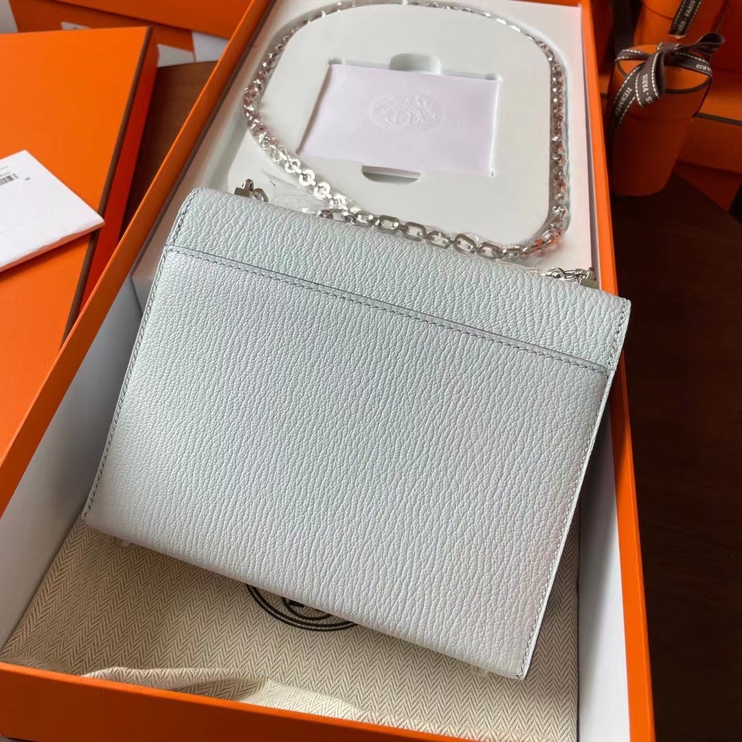 现货VR mini 17cm Chèvre 山羊皮 T0雾霾蓝 银扣-HaiLaBags 现货VR mini 17cm Chèvre 山羊皮 T0雾霾蓝 银扣