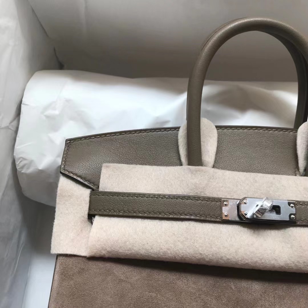 HM BK 25cm Doblis Suede 麂皮/Swift calfskin 全手工蜜蜡线缝制
