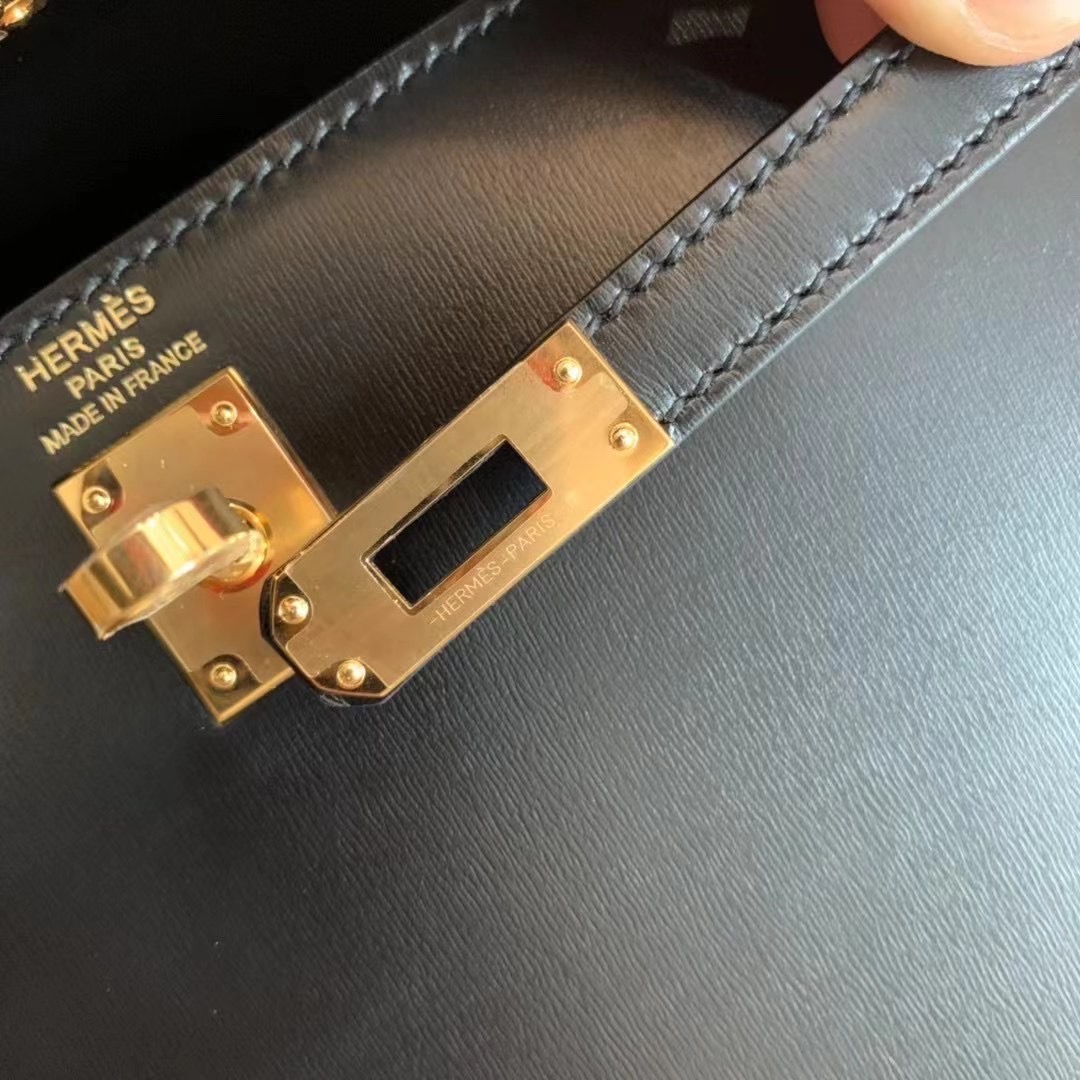 Hong Kong Factory HM KL II Sellier 25cm Box leather 89 Noir
