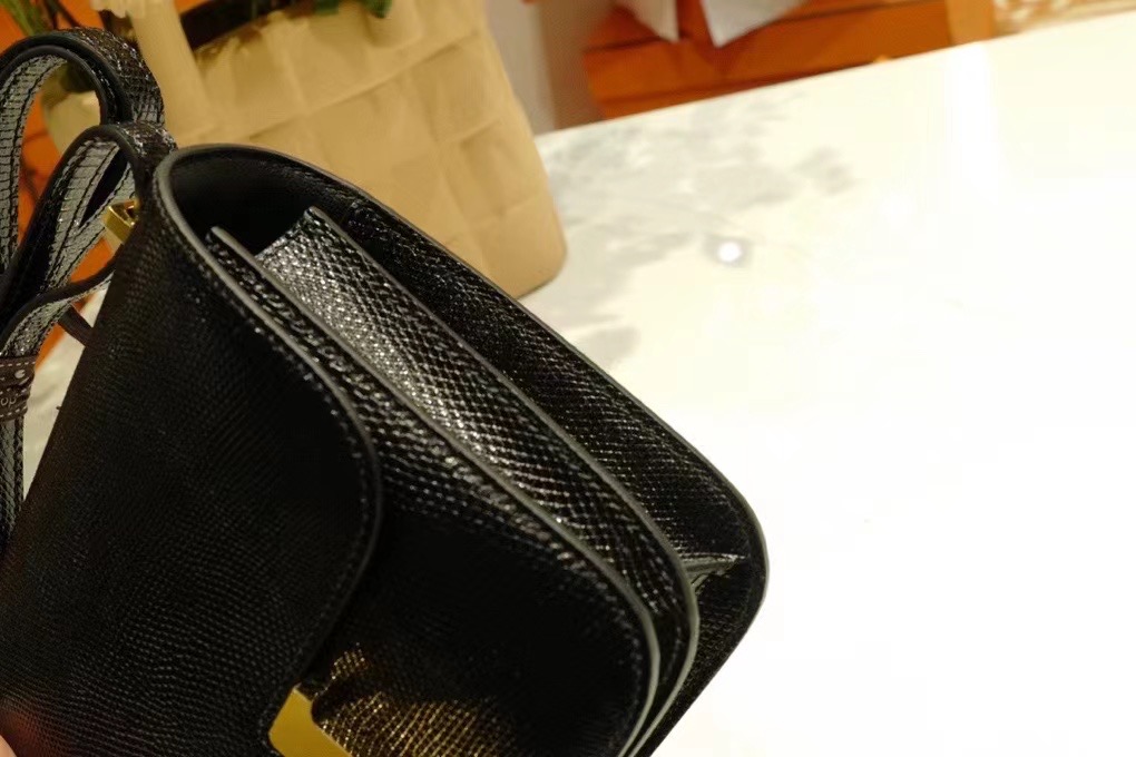 HM Constance 19cm Lizard Leather 89 Noir