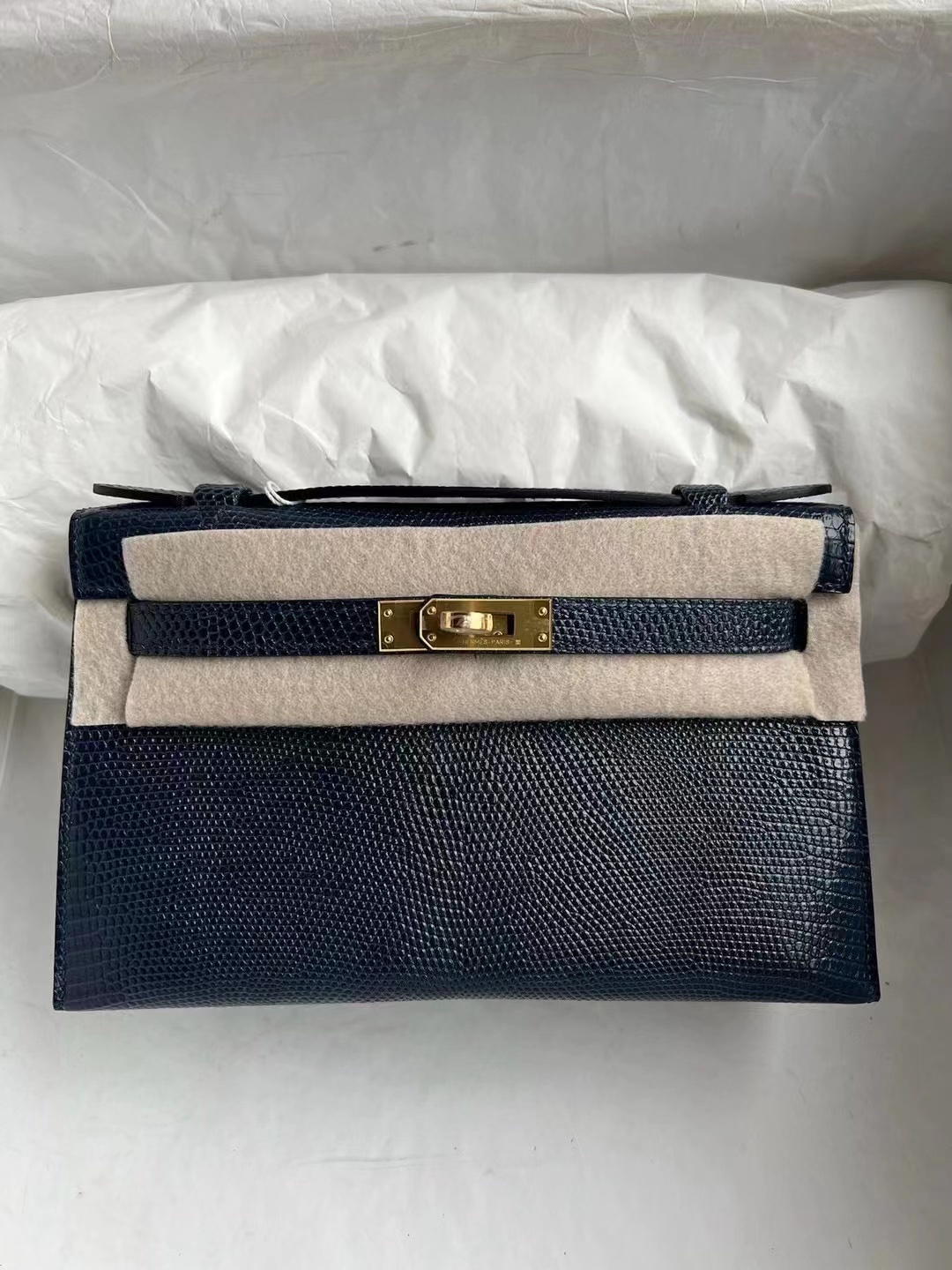 Mini KL Pochette 22cm Lizard 73 Bleu Saphir 宝石蓝 金扣 全手工蜜蜡线缝制
