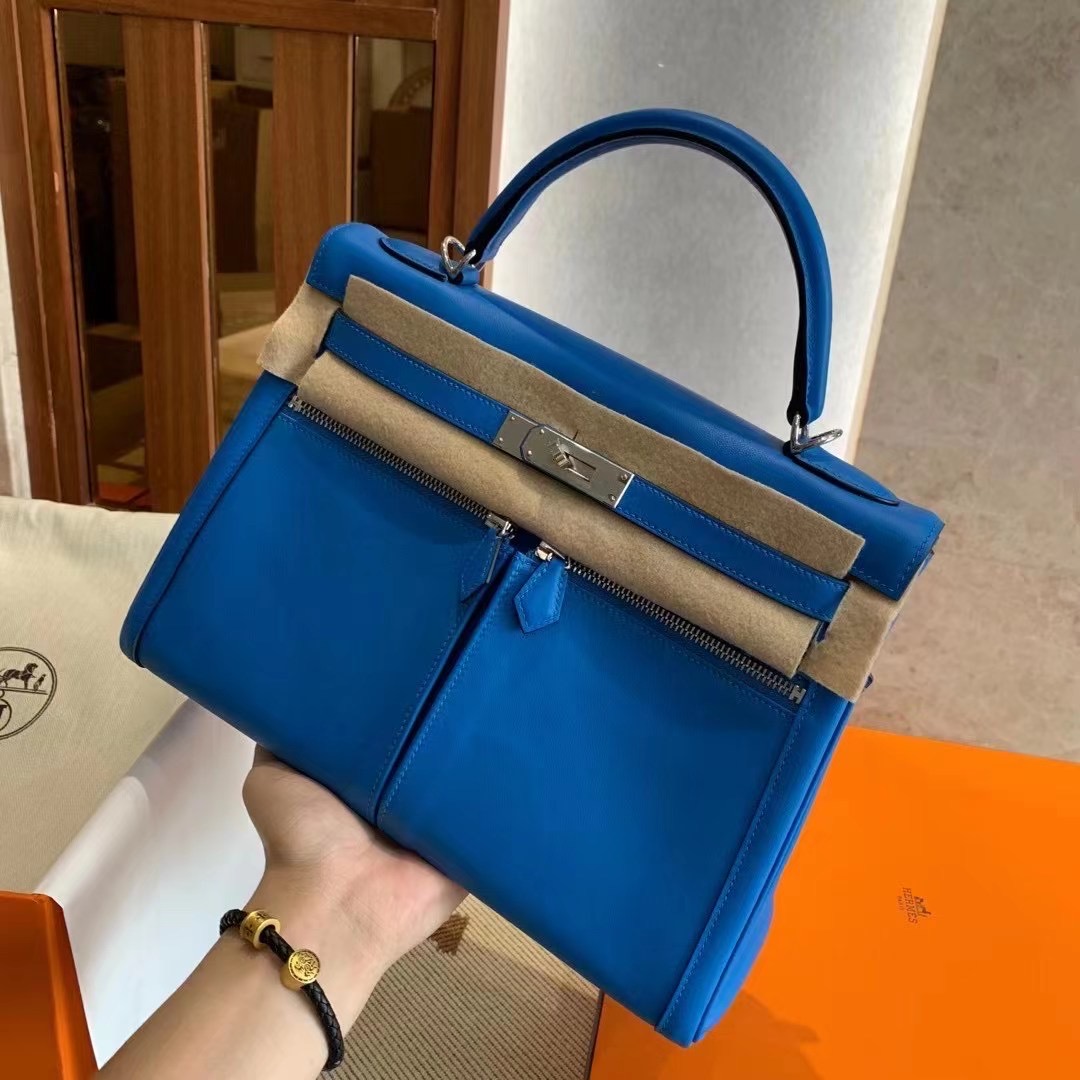 HM KL Lakis 32cm Blue Veau Swift