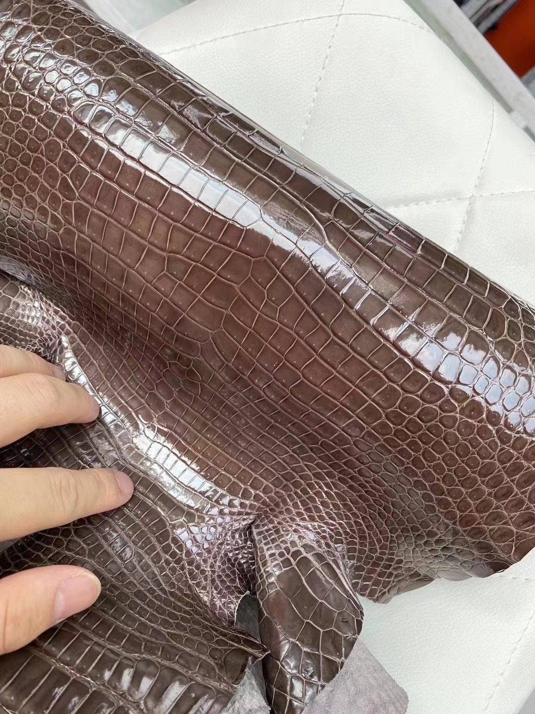 新到皮 亮面倒V 澳洲湾鳄🐊 88 Graphite 石墨灰 Shiny porosus crocodile 🉑订制：BK 25cm、KL 25cm、接受订制👏