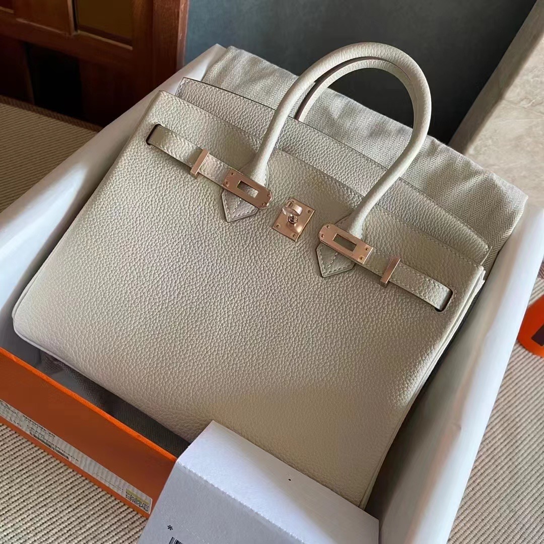 Qatar HM BK 25cm Togo 10 Craie Rose Gold HW