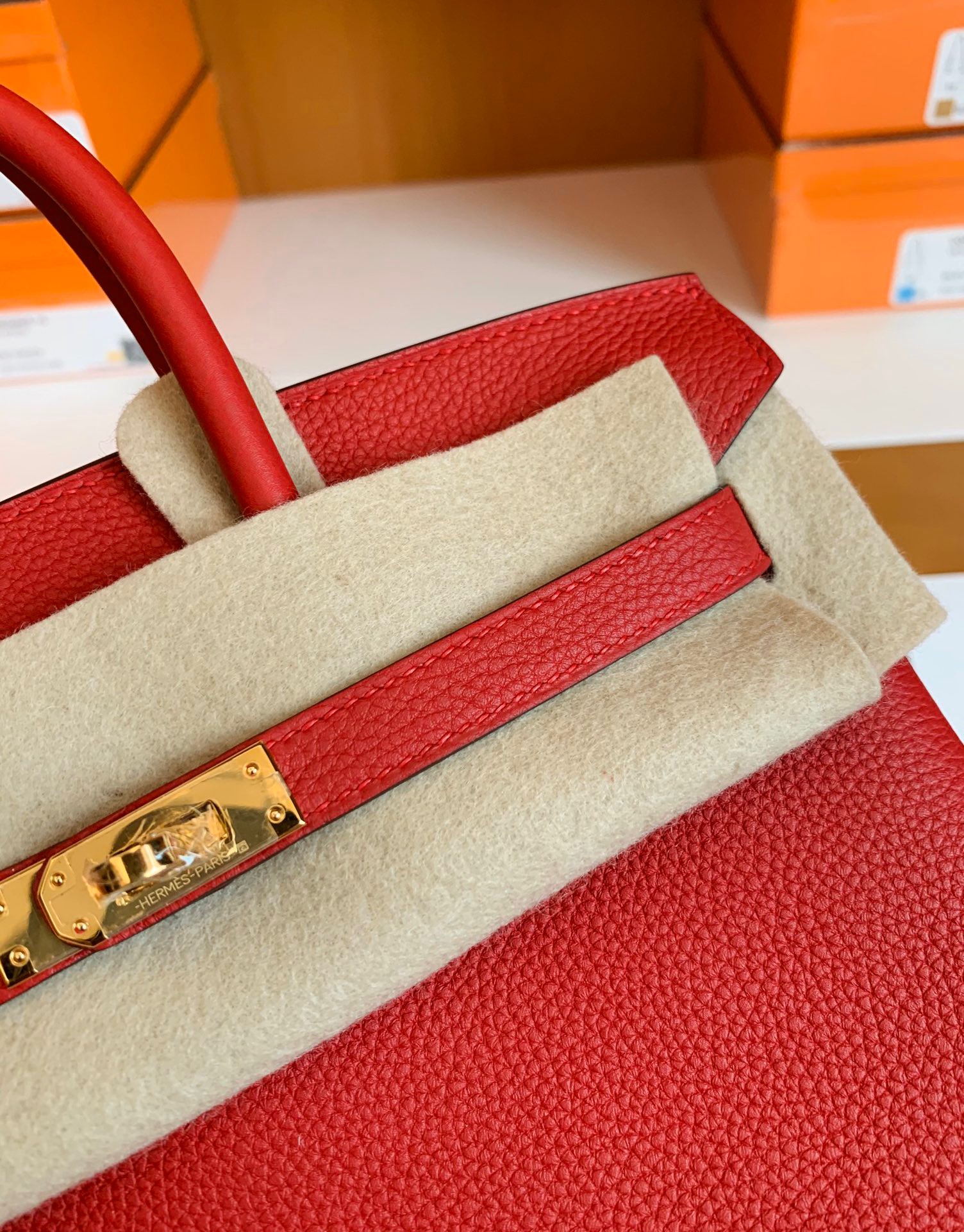 BK 25cm Q5国旗红 rouge casaque Togo皮 金扣