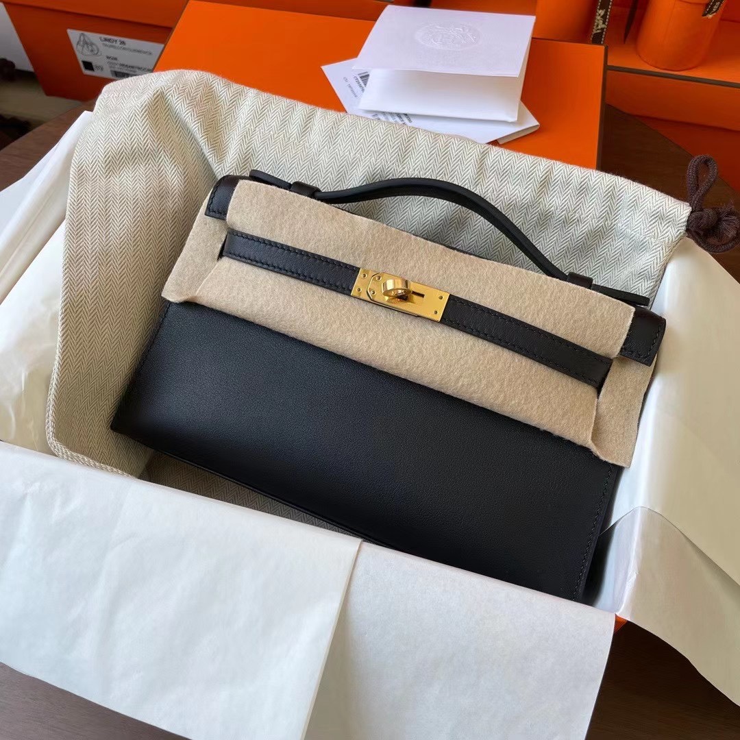 HM KL Pochette Swift皮 89 noir 黑色 金扣 ghw