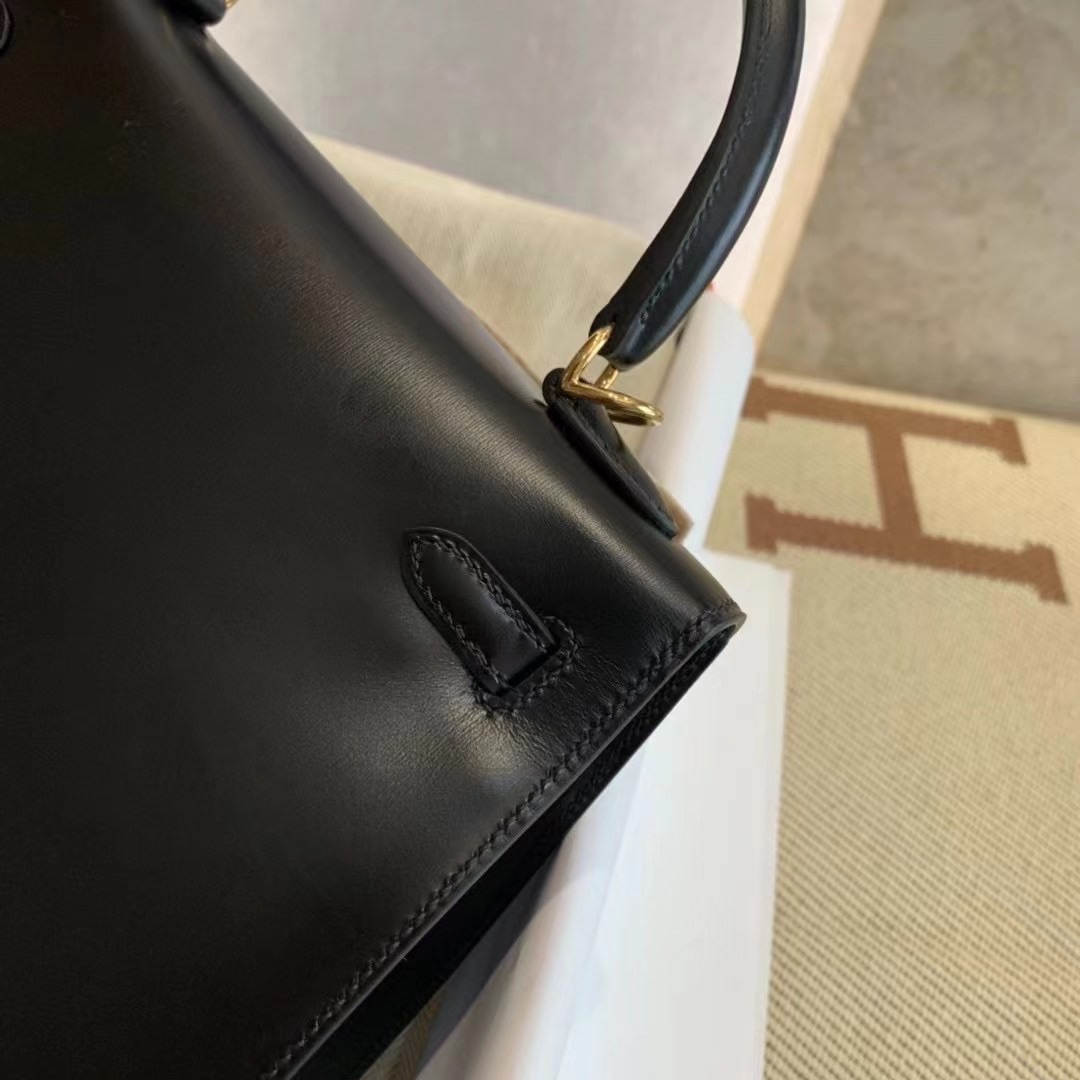 Hong Kong Factory HM KL II Sellier 25cm Box leather 89 Noir