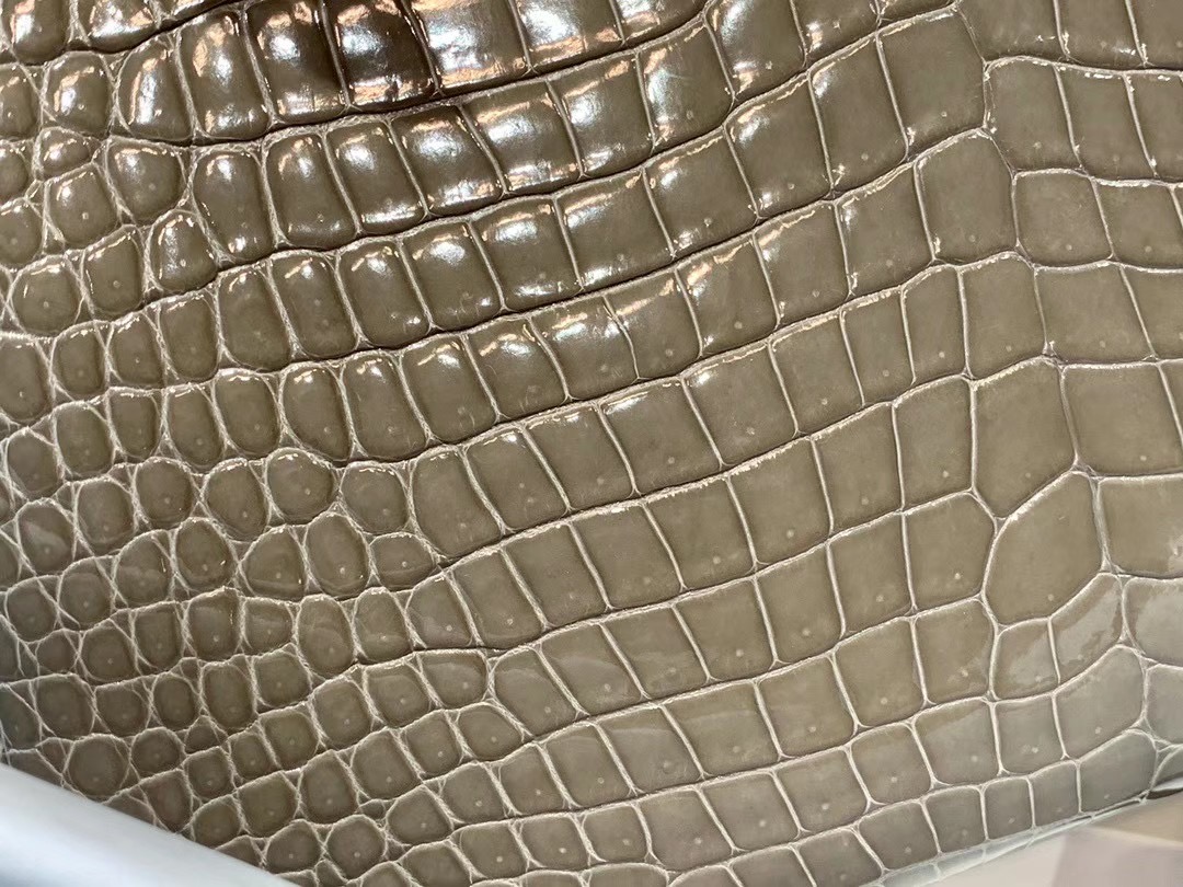 VIP一级品： BK 30cm Alligator湾鳄 M8 Gris asphalt 沥青灰/金扣 手工缝制 臻品鉴赏