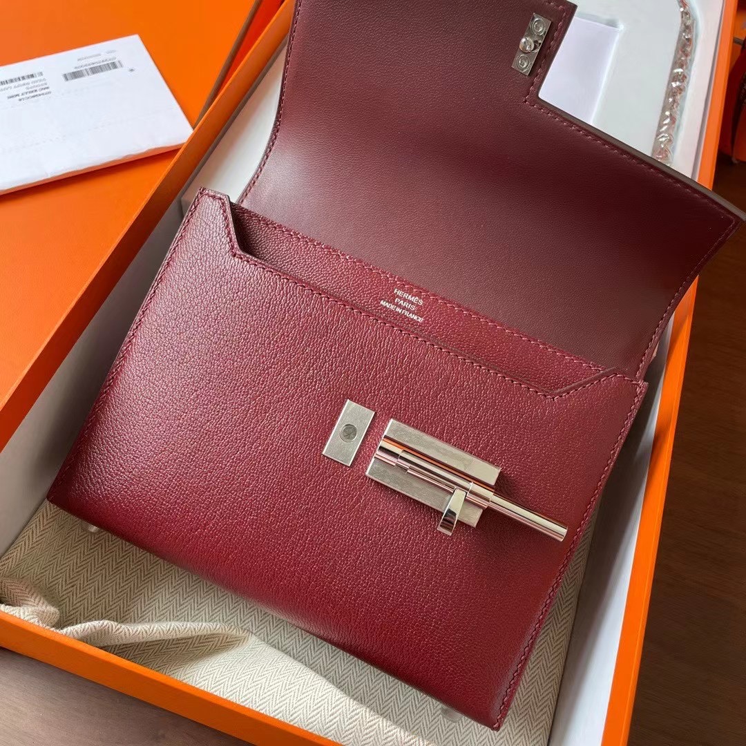 现货VR mini 17cm Chèvre 山羊皮 57波尔多酒红 银扣
