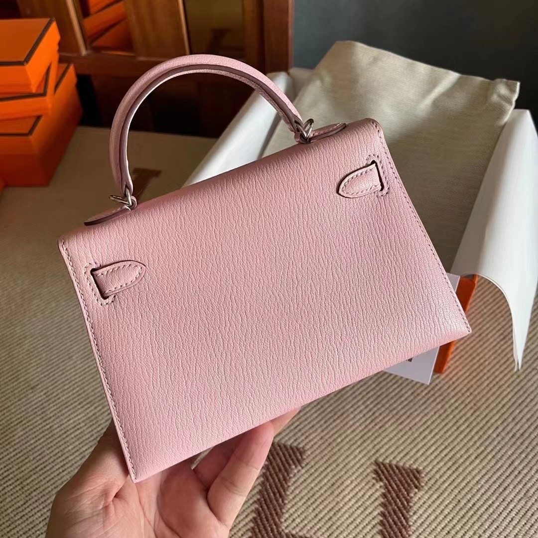 Dubai hm KL Mini 二代 Chèvre 山羊皮 3Q rose sakura 樱花粉 银扣
