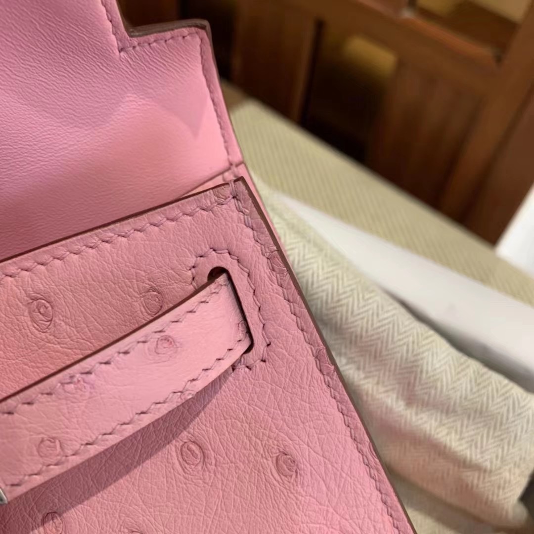 Saudi Arabia HM KL Mini bag Ostrich L4 Rose bubblegum 泡泡粉