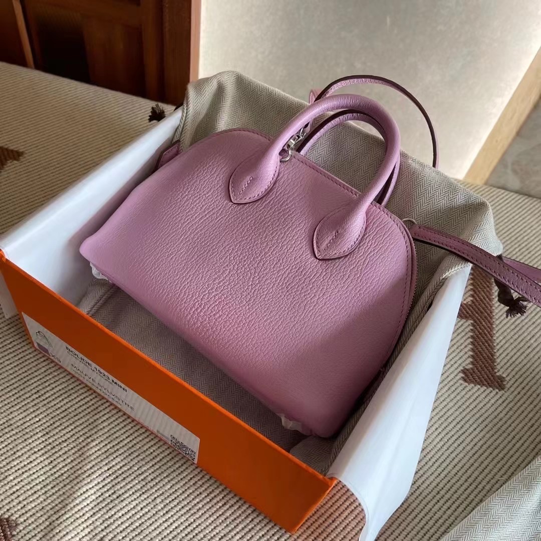 Kuwait hm bolide mini 山羊皮  x9 mauve sylvstre 锦葵紫 银