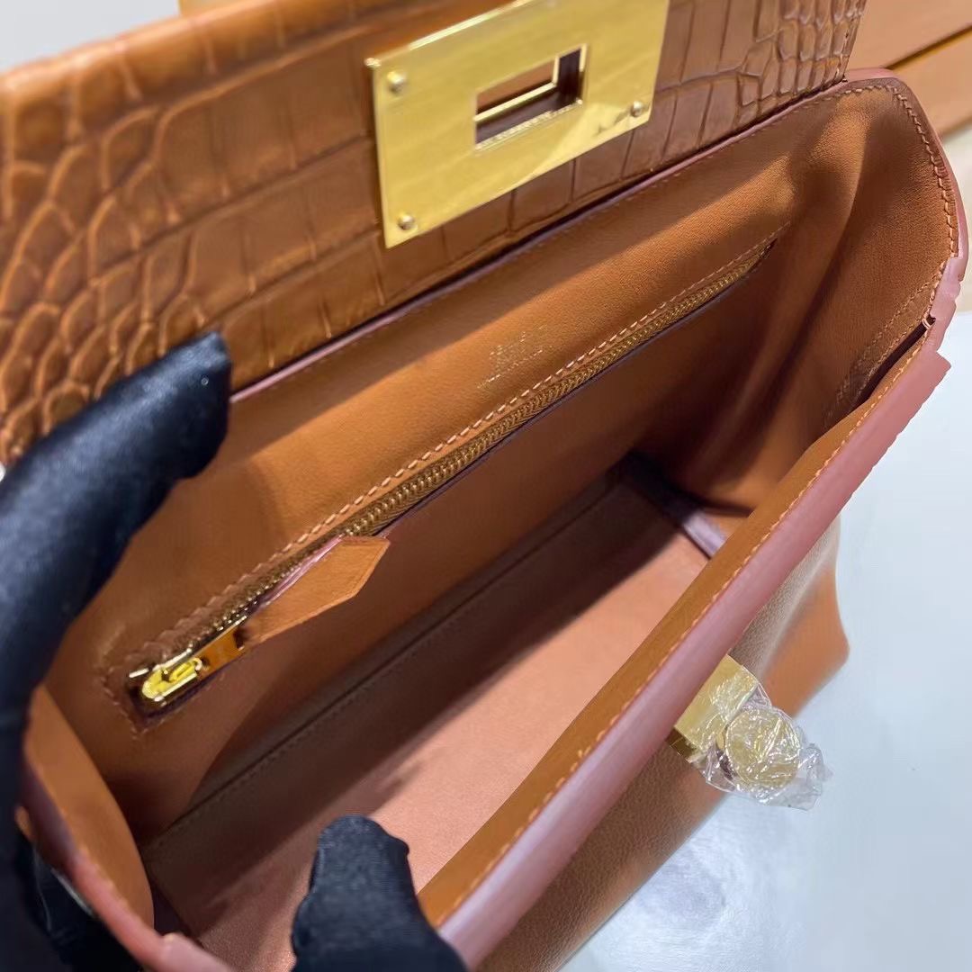 定制！Touch 系列！ Mini 24/24 evecolor   ck37 金棕色 / 雾面鳄鱼🐊 金扣 顶级手缝 😍