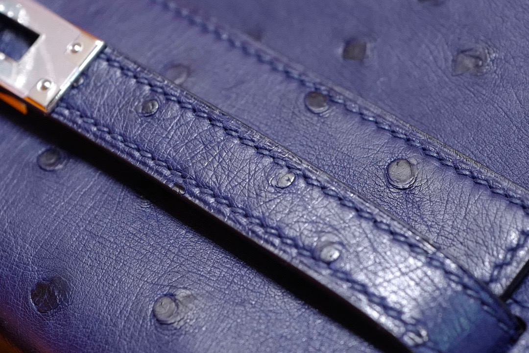 Hong Kong HM KL Pochette Ostrich S4 Deep Blue