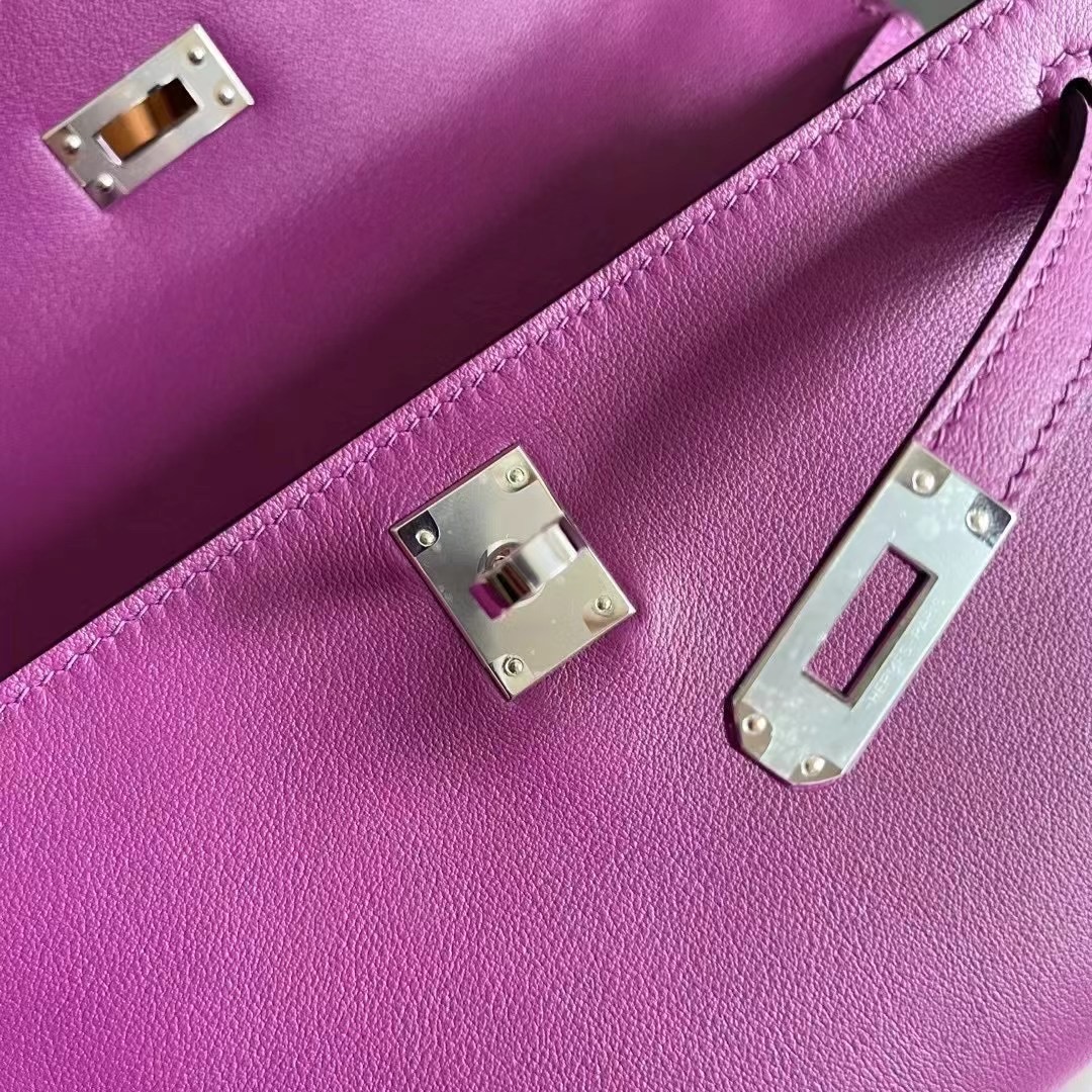 Taiwan HM Mini KL pochette Swift P9 Anemone 海葵紫 全手工缝制 金扣