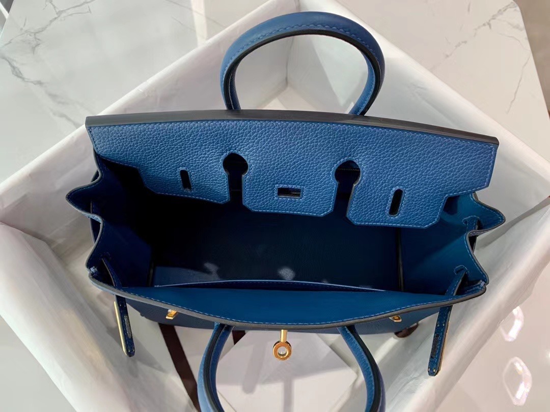 BK25cm 7A Bleu Thalassa 湖海蓝/金扣 togo，一级手工缝制