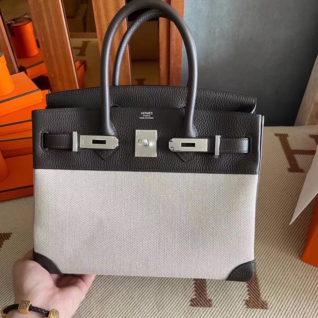 bk  30 TC 皮拼帆布  乌木色  银