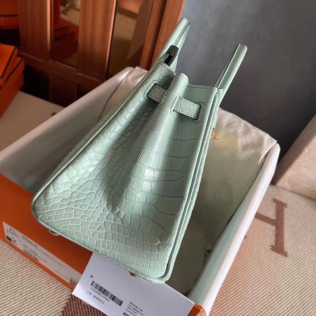 HM BK 25cm crocodile 雾面美洲  6U Vert Deau 薄荷绿