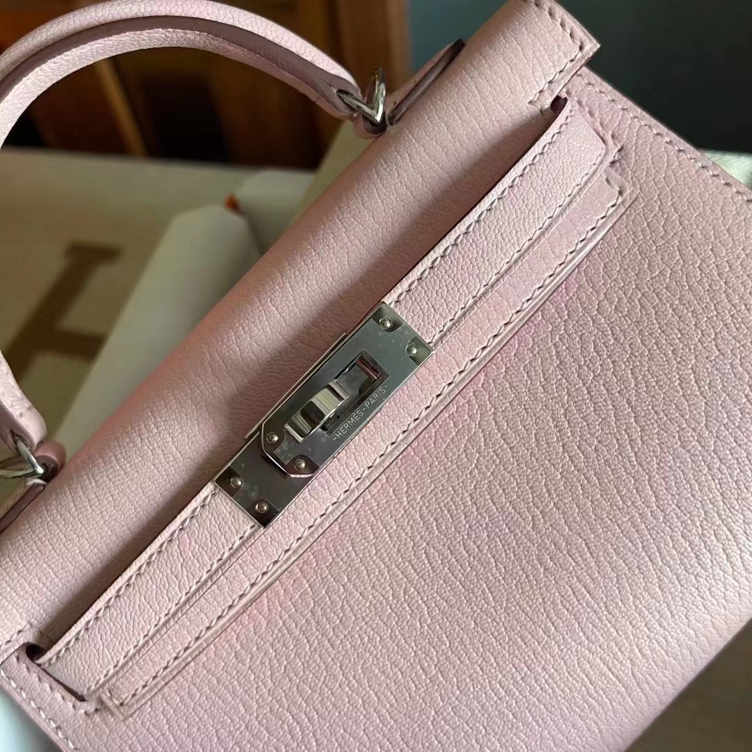 Dubai hm KL Mini 二代 Chèvre 山羊皮 3Q rose sakura 樱花粉 银扣
