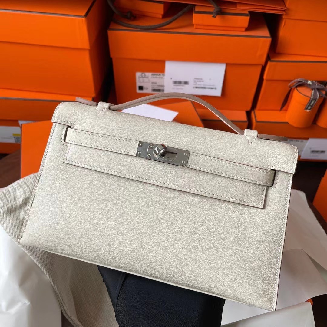 Dubai hm KL pochette Swift皮 10 craie 奶昔白 银扣