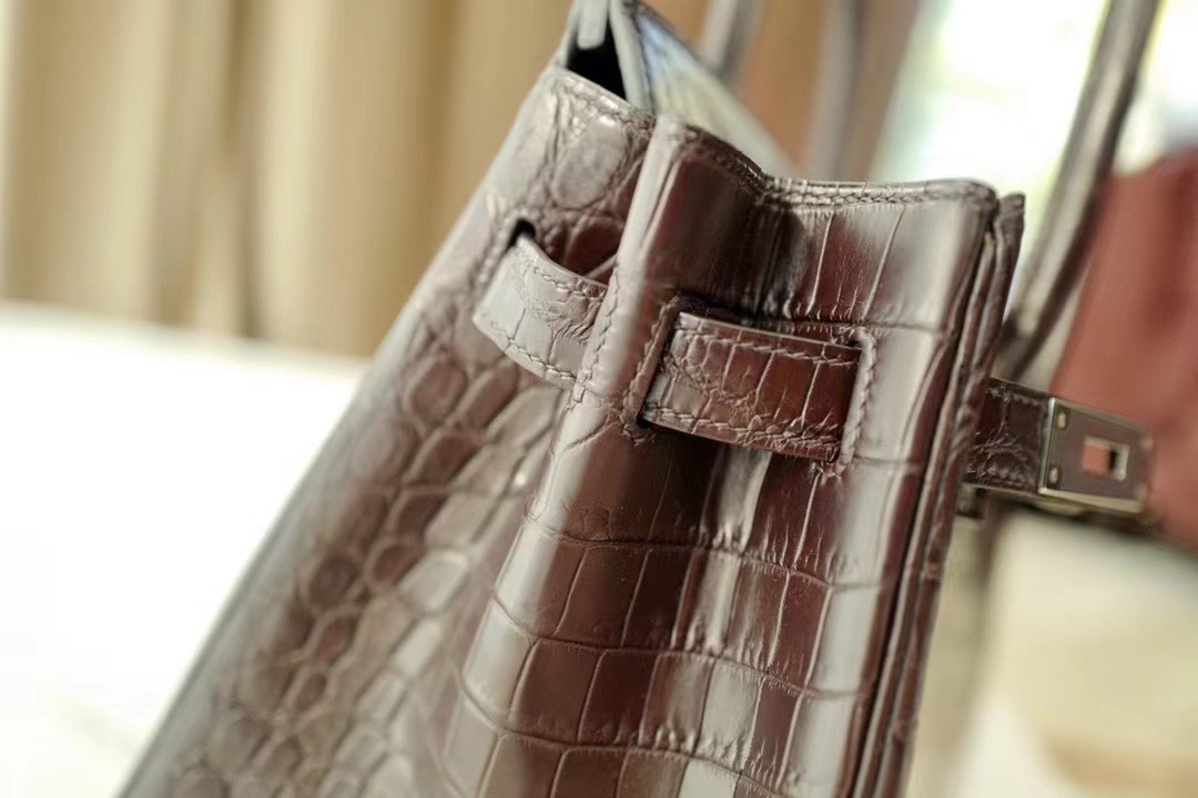 HM BK 30cm Niloticus Crocodile 47 coffee 咖啡色/银扣 手工缝制 臻品鉴赏