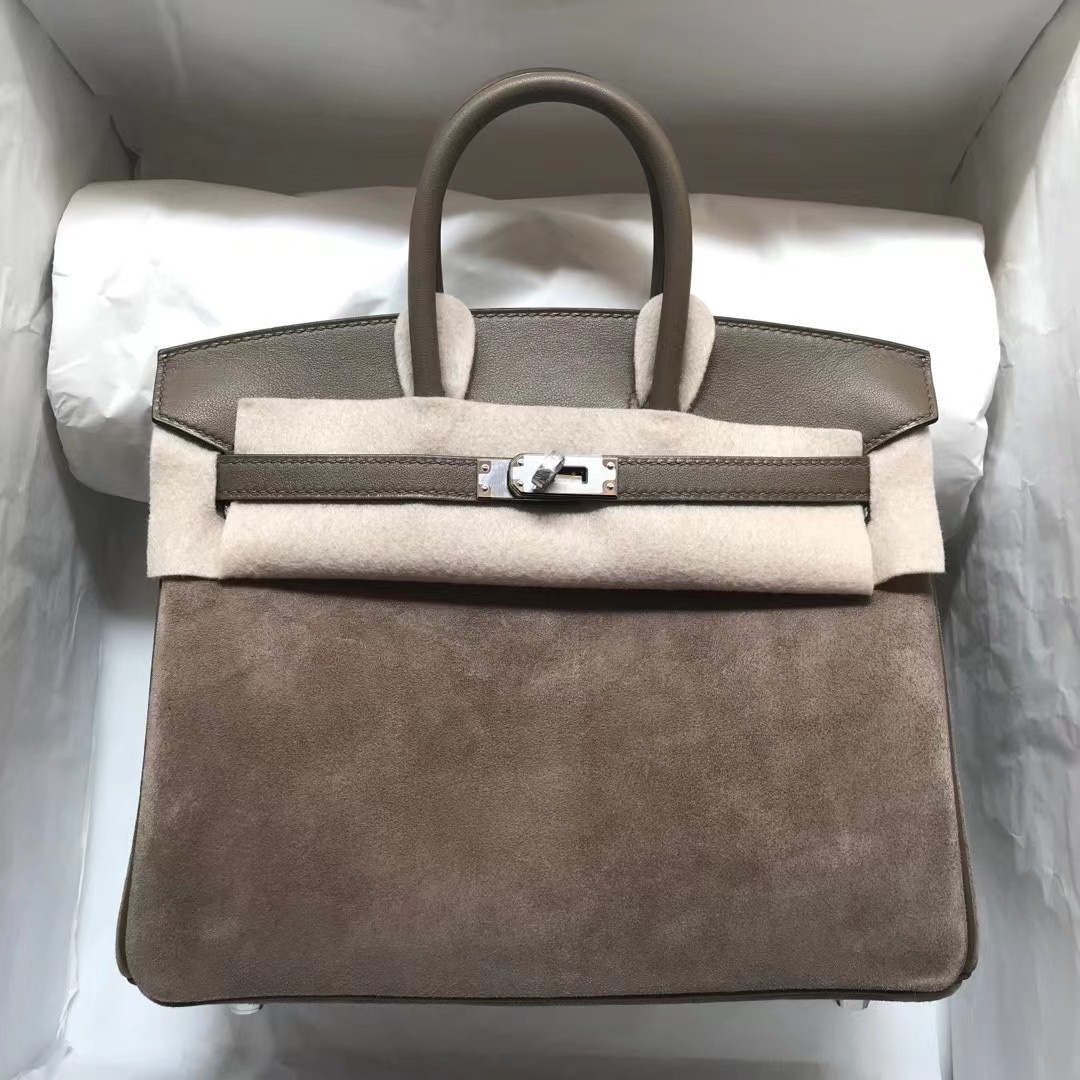 HM BK 25cm Doblis Suede 麂皮/Swift calfskin 全手工蜜蜡线缝制