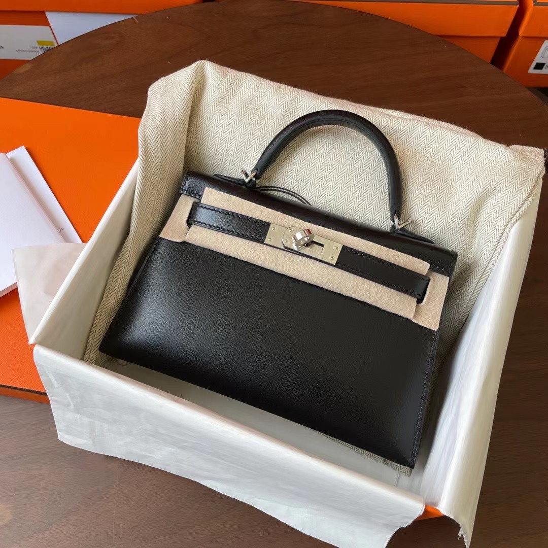 Dubai hm KL Mini 二代 Box皮 89 noir 黑色 银扣